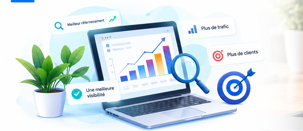 Infographie premium sur le référencement, le trafic, les clients et la visibilité en ligne